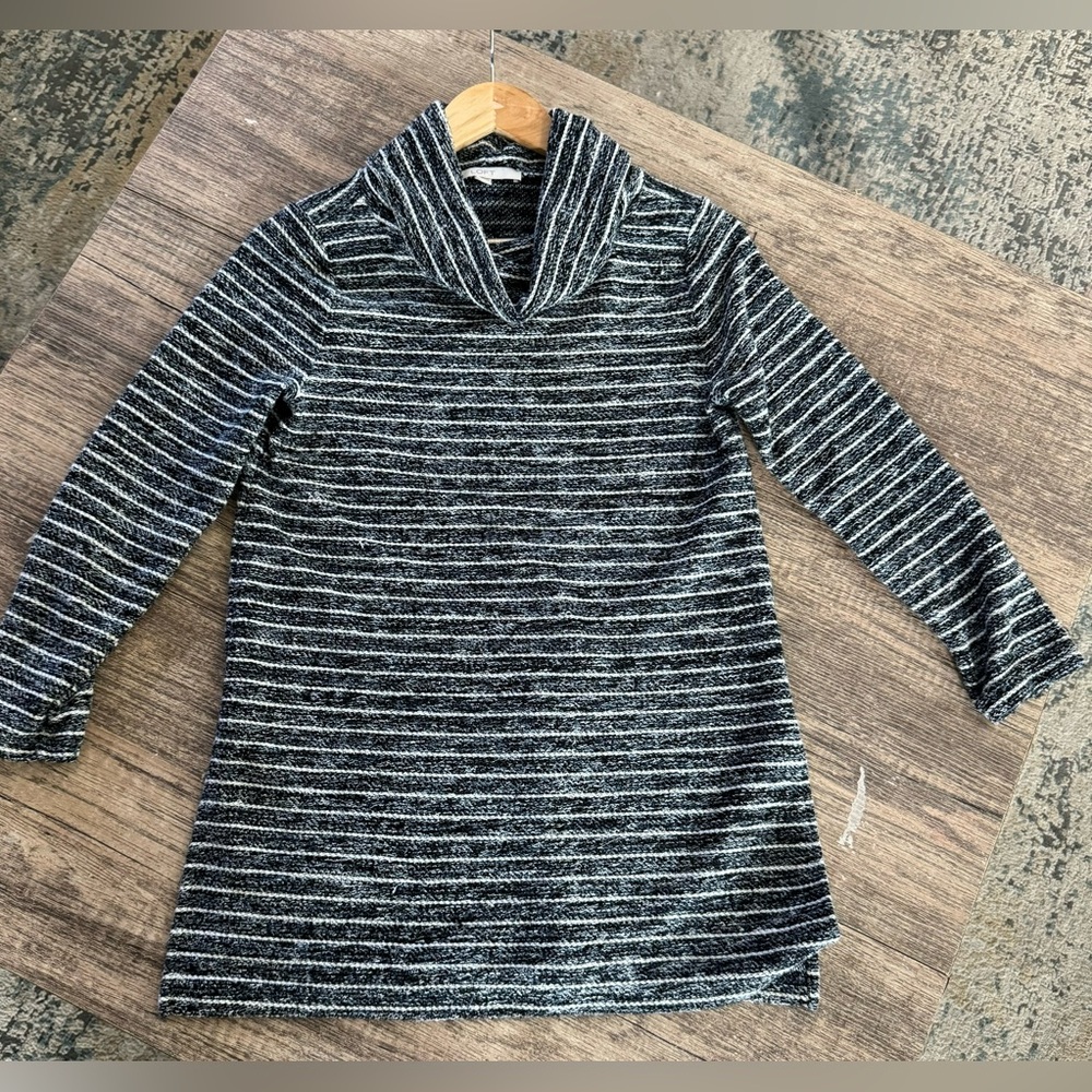 LOFT long sleeve turtleneck, blue/white strips, size small.